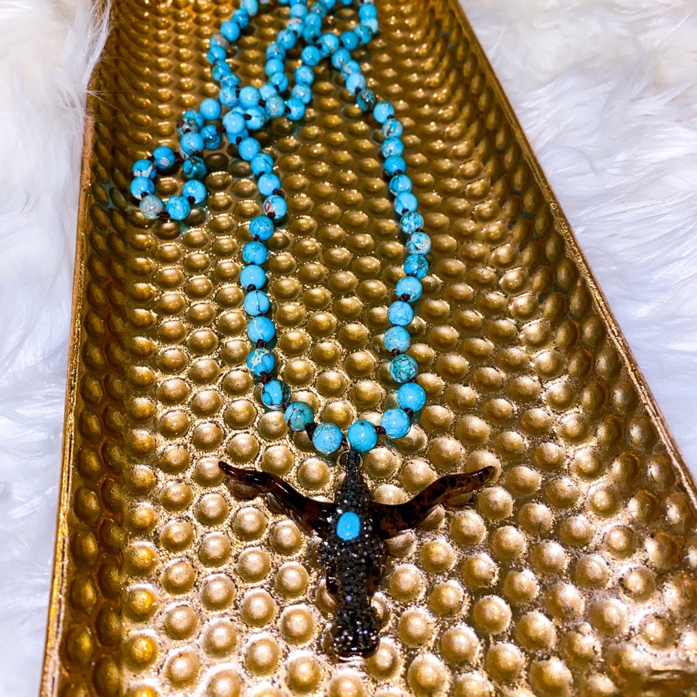 Turquoise Beaded Longhorn Necklace